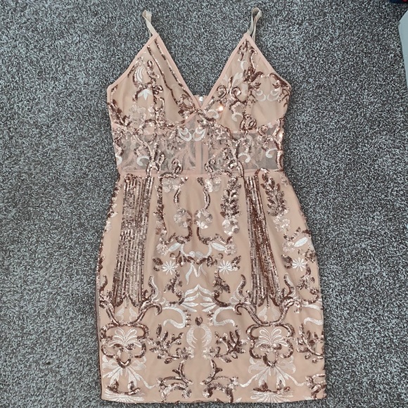 slim fit dress slacks Maxanne Rose Gold Halterneck Embellished Maxi Dress